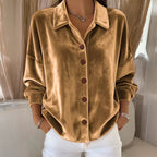 Sofia Amoretti Velvet Button-Front Shirt