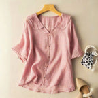 Sofia Amoretti Short-Sleeve Blouse with Lace Detail