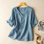 Sofia Amoretti Short-Sleeve Blouse with Lace Detail