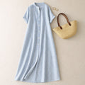 Sofia Amoretti Striped Button-Down Maxi Dress