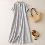 Sofia Amoretti Striped Button-Down Maxi Dress