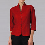 Sofia Amoretti Three-Quarter Sleeve Chambray Blouse
