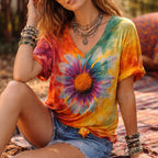 Sofia Amoretti Tie-Dye T-Shirt with Floral Graphic