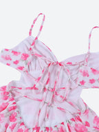 Soft Girl Floral Backless Chiffon Mini Dress
