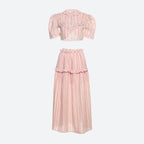Soft Girl Striped Crop Top & Maxi Skirt Two Piece Set