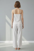 Solid Color Cotton Spaghetti Straps Long Pants Set