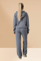 Solid Color Hooded Sweatshirt Wide-leg Outfit Set