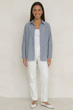 Solid Color Long Sleeve Striped Shirts