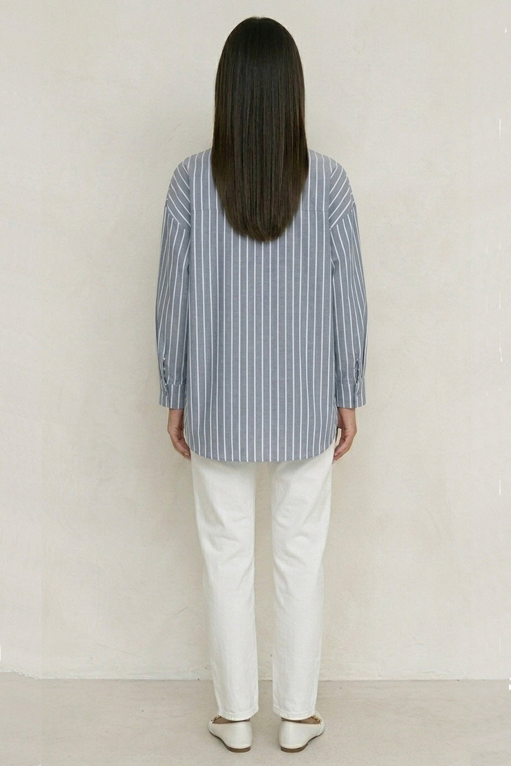 Solid Color Long Sleeve Striped Shirts