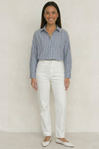 Solid Color Long Sleeve Striped Shirts