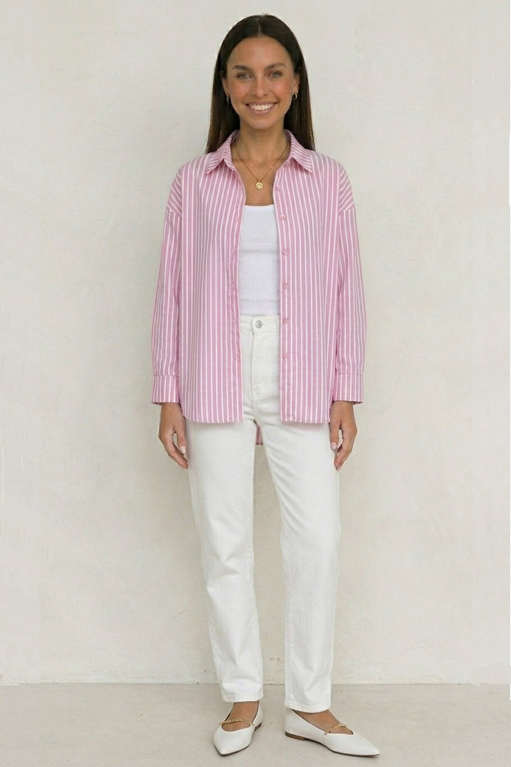 Solid Color Long Sleeve Striped Shirts