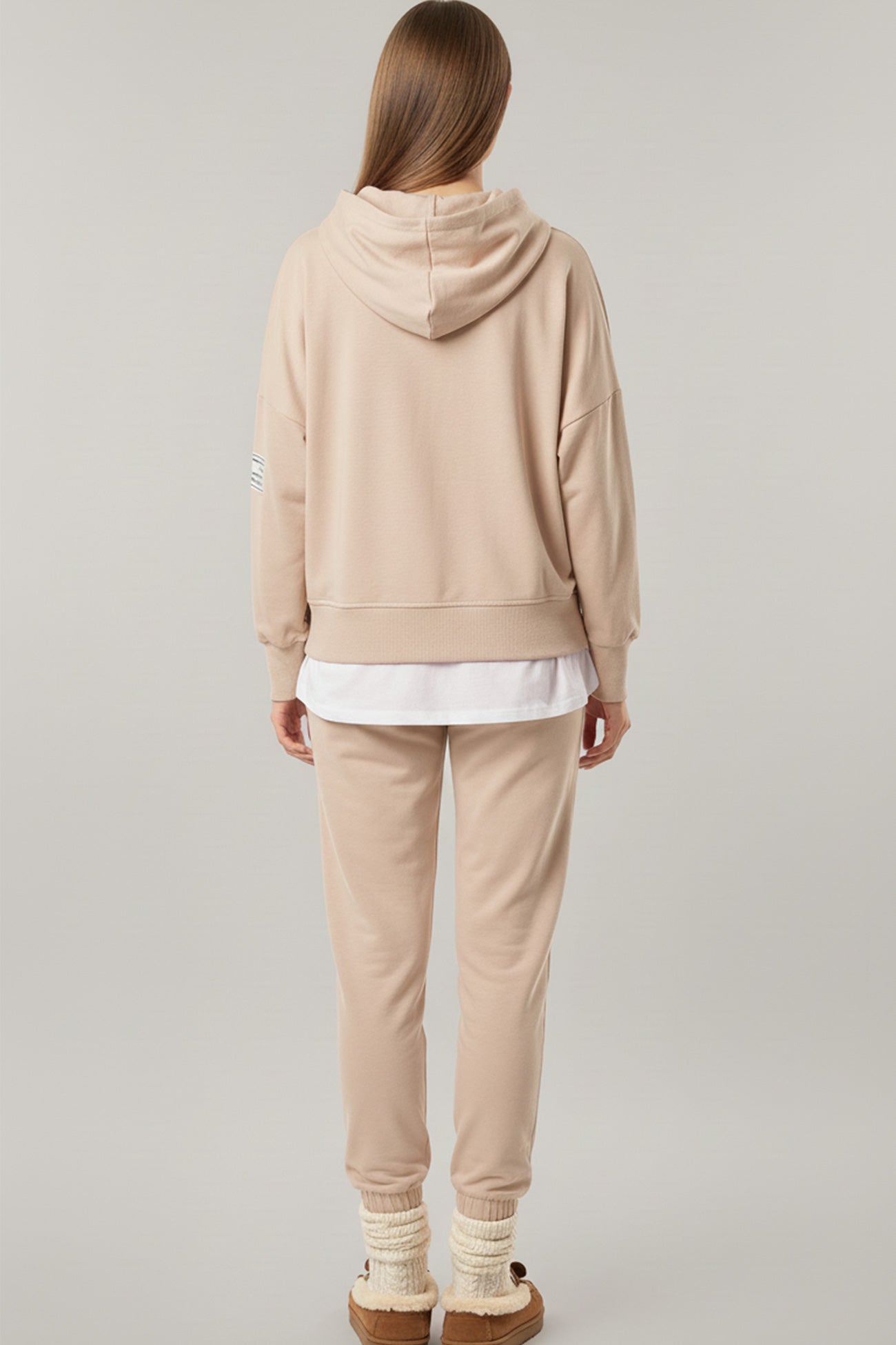 Solid Color Patchwork Hoodie Pants Outfit Sets