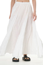 Solid Color Pleated Midi Skirt
