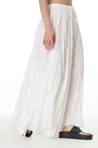 Solid Color Pleated Midi Skirt