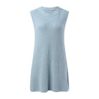 Crew Neck Ribbed Knit Sleeveless Shift Mini Dress