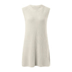 Crew Neck Ribbed Knit Sleeveless Shift Mini Dress