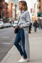 Solid Color Single-breasted Long Blouse