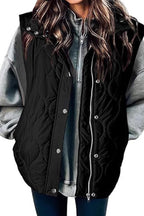 Solid Color Sleeveless Zipper Vest with Buttons