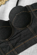 Solid Corset Denim Cami Top