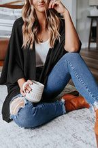 Solid Half Sleeve Wrap Cardigan