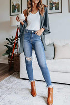 Solid Half Sleeve Wrap Cardigan