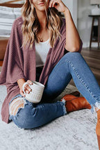 Solid Half Sleeve Wrap Cardigan