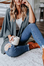Solid Half Sleeve Wrap Cardigan