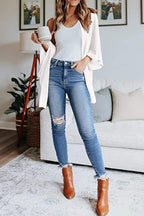 Solid Half Sleeve Wrap Cardigan
