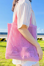 Solid Hollow Out Knit Shoulder Bag