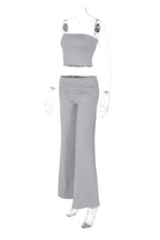 Solid Tube Top Stacking Flare Pants Set