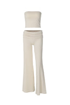 Solid Tube Top Stacking Flare Pants Set