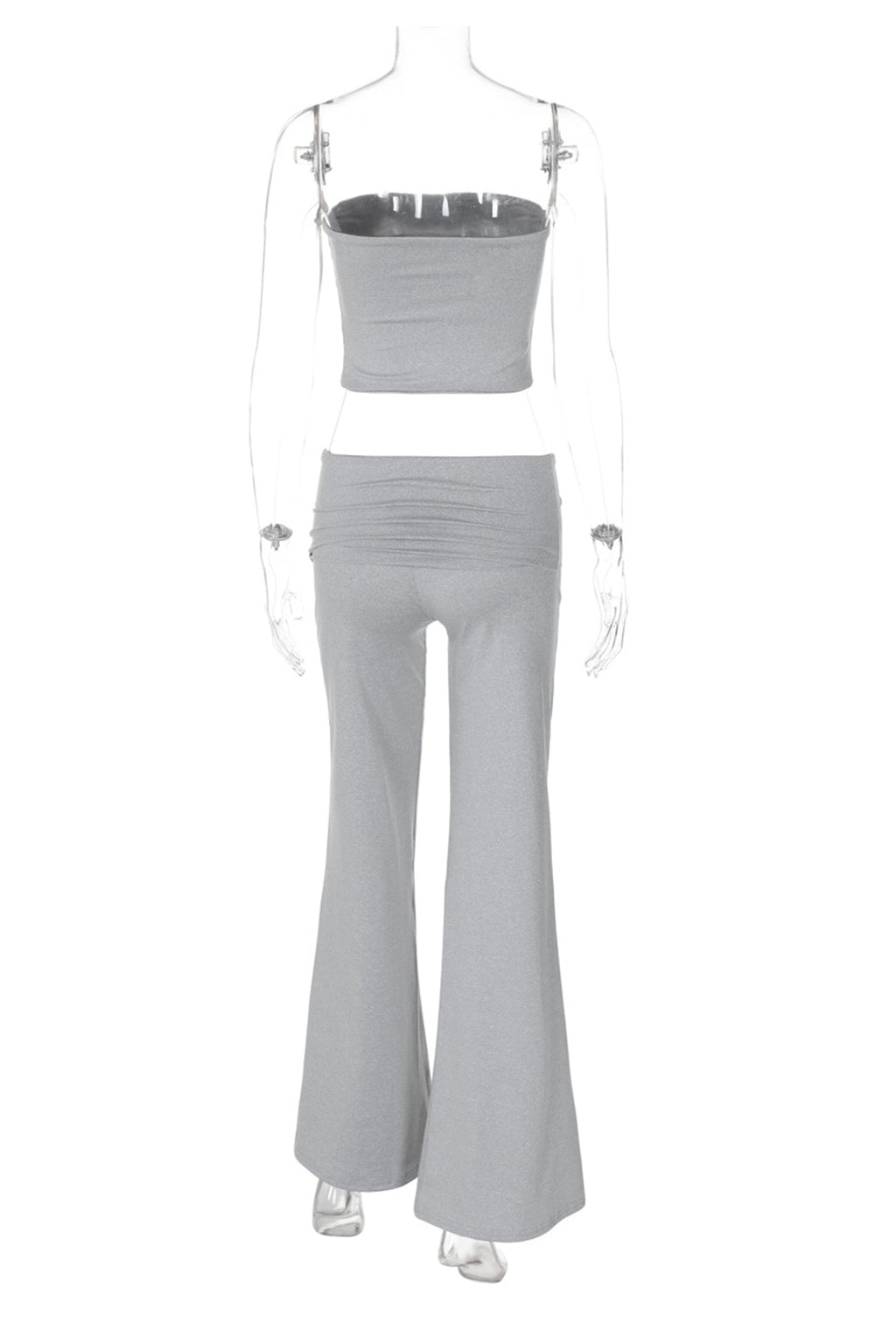 Solid Tube Top Stacking Flare Pants Set