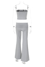 Solid Tube Top Stacking Flare Pants Set