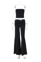 Solid Tube Top Stacking Flare Pants Set