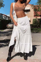 Solid Color Ruffled Tiered Skirt