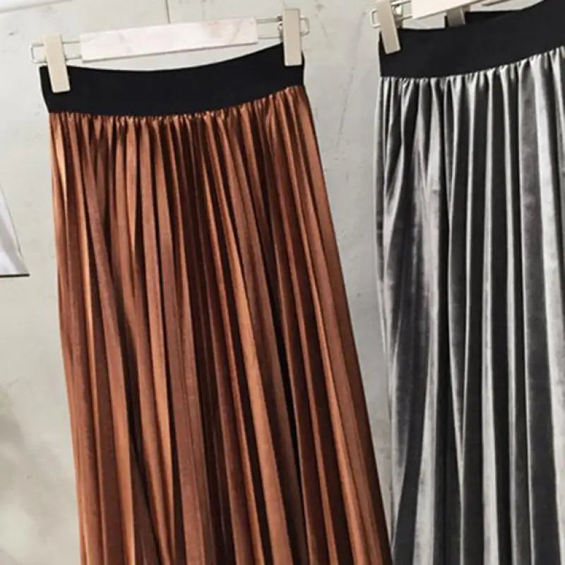 High Waist Accordion Pleated A-Line Midi Skirt