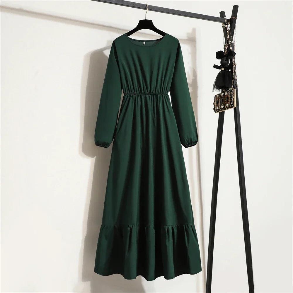 Floral Print Empire Waist Tiered Long Sleeve Maxi Dress