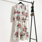 Floral Print Empire Waist Tiered Long Sleeve Maxi Dress