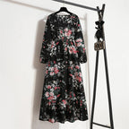 Floral Print Empire Waist Tiered Long Sleeve Maxi Dress