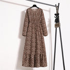 Floral Print Empire Waist Tiered Long Sleeve Maxi Dress