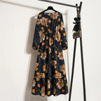 Floral Print Empire Waist Tiered Long Sleeve Maxi Dress