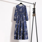 Floral Print Empire Waist Tiered Long Sleeve Maxi Dress