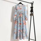 Floral Print Empire Waist Tiered Long Sleeve Maxi Dress