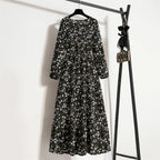 Floral Print Empire Waist Tiered Long Sleeve Maxi Dress