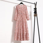 Floral Print Empire Waist Tiered Long Sleeve Maxi Dress