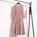 Floral Print Empire Waist Tiered Long Sleeve Maxi Dress