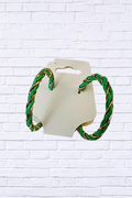 Green & Gold Twisted Hoop Earrings _ Luxe with a Pop of Color
