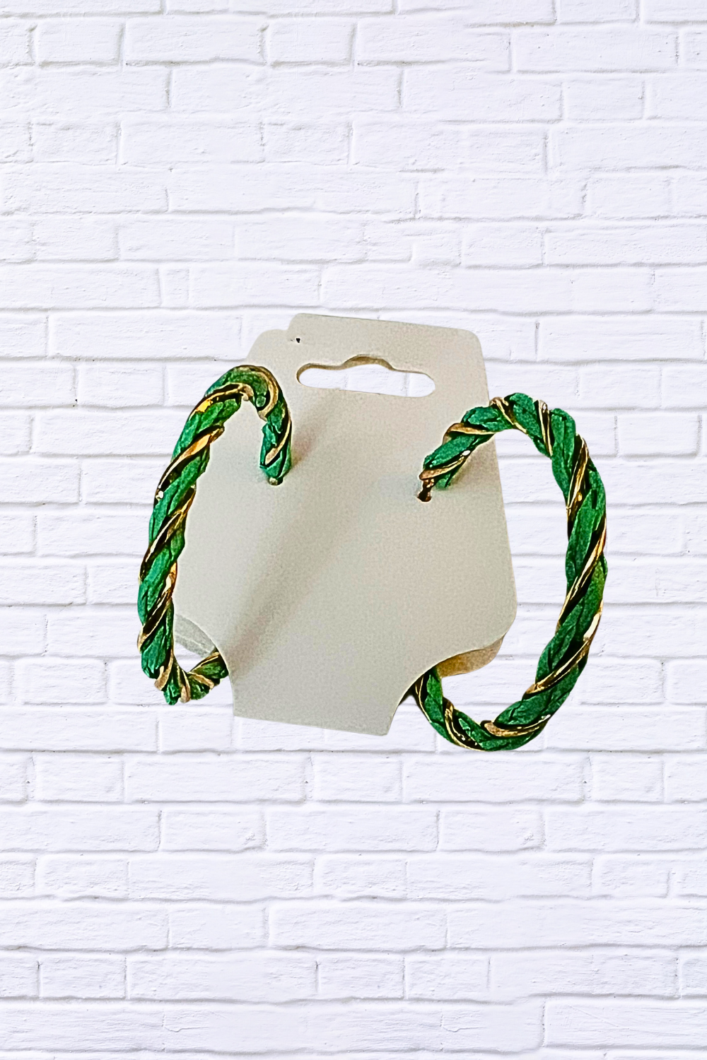 Green & Gold Twisted Hoop Earrings _ Luxe with a Pop of Color