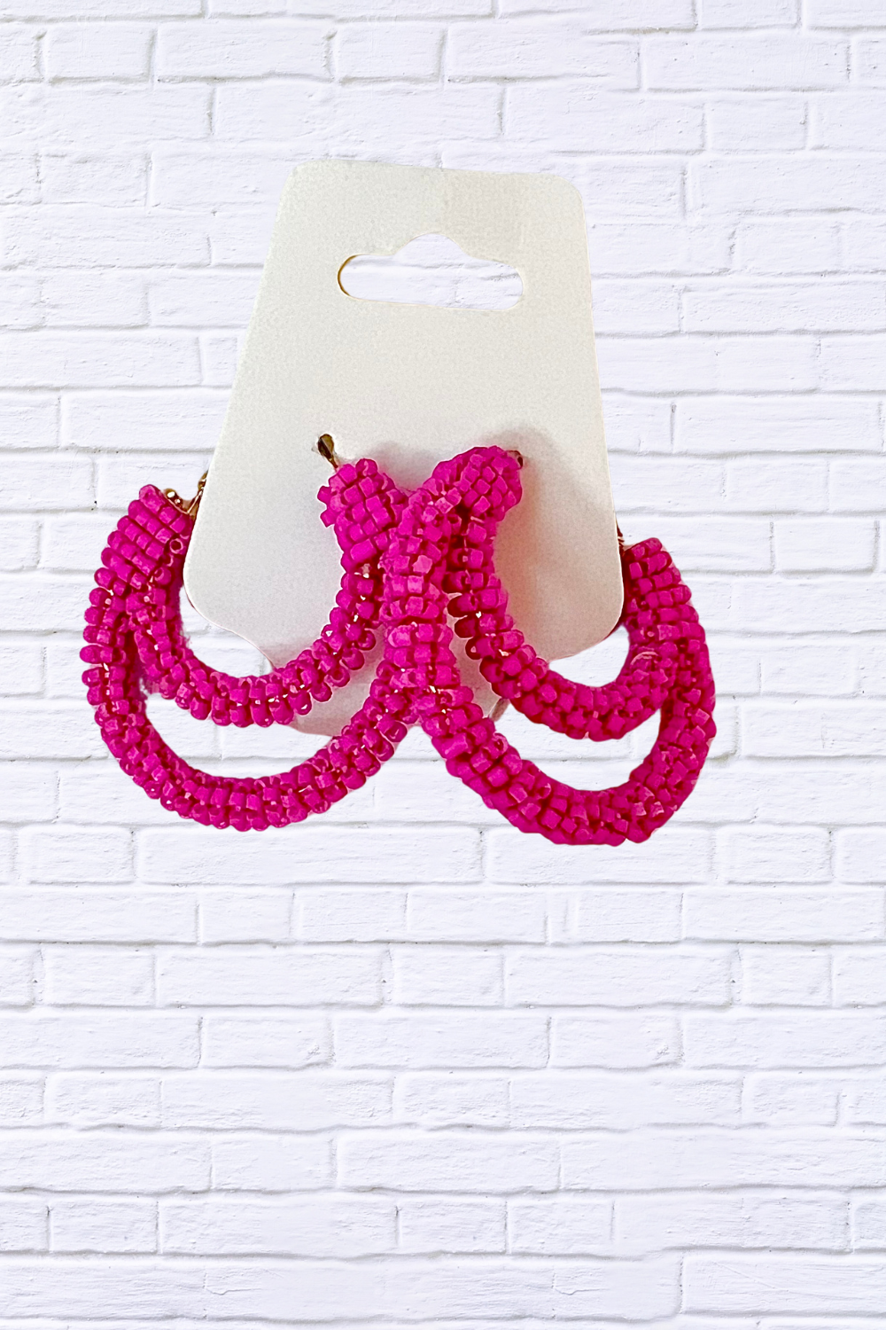 Fuchsia Beaded Triple Hoop Earrings _ Fun, Bold & Full of Energy