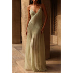 Pleated Sling See through Dress Casual Vacation Loose Dress